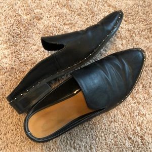 Target universal threads black faux leather mules